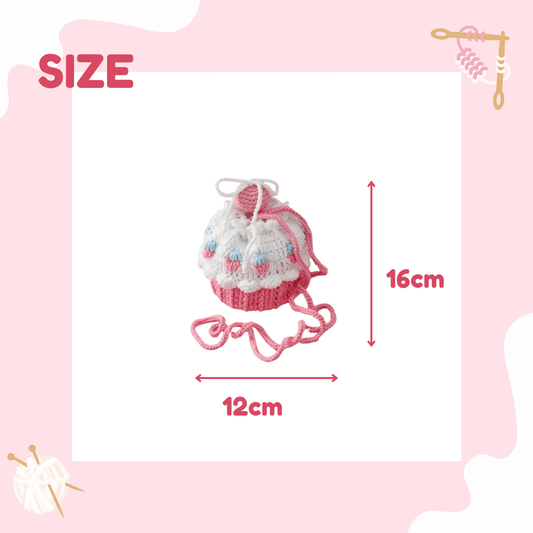LayAura CUTE STRAWBERRY CAKE CROCHET COIN PURSE
