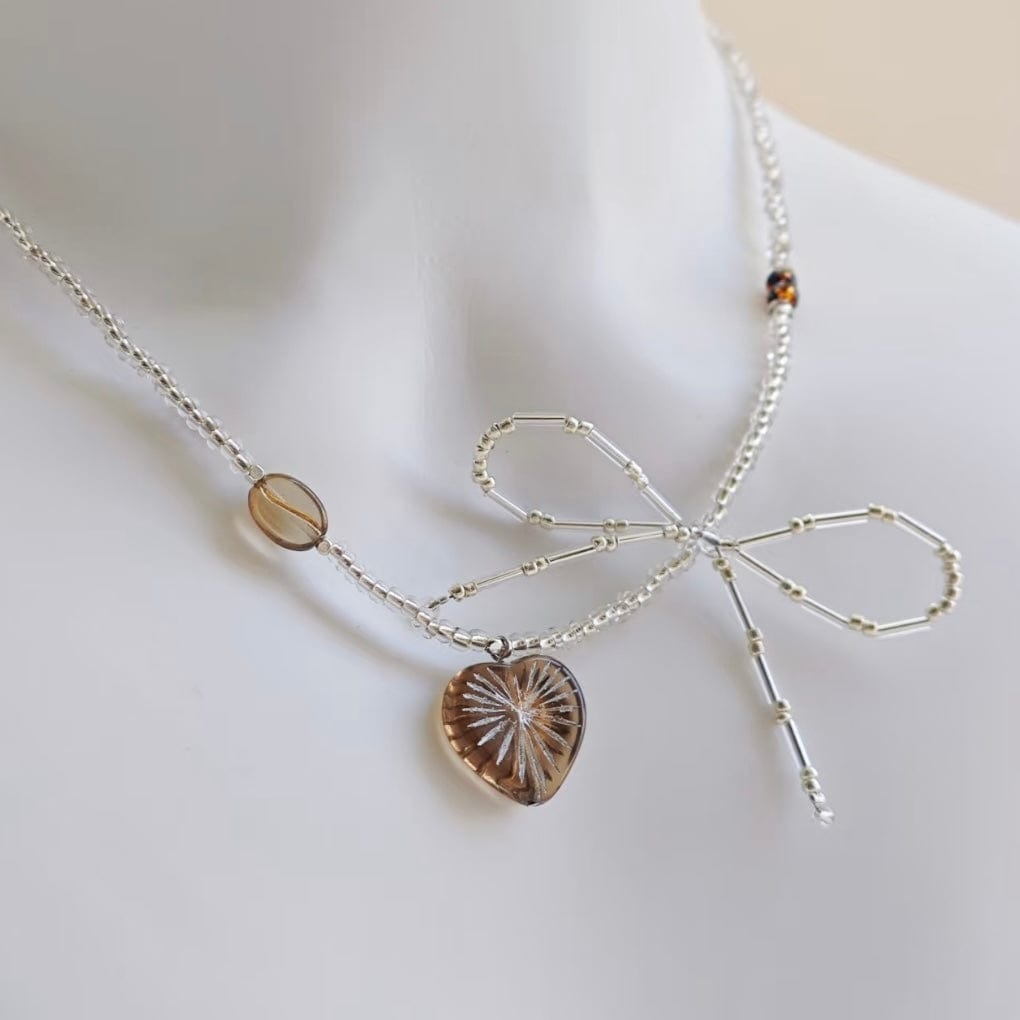 LayAura GOLDEN SUNBURST HEART BEADED NECKLACE