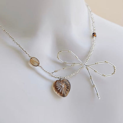 LayAura GOLDEN SUNBURST HEART BEADED NECKLACE