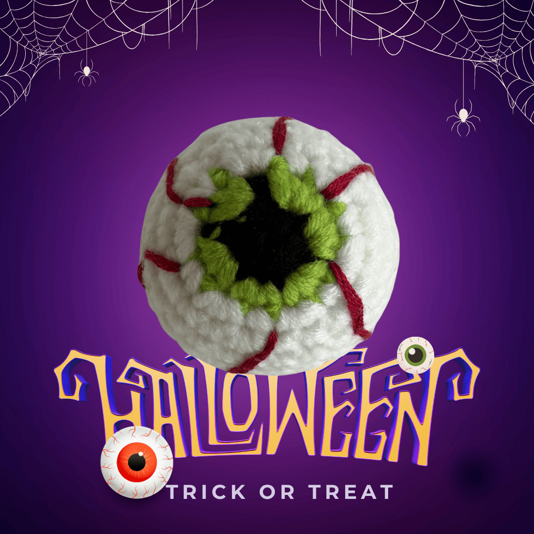 LayAura green HANDMADE CROCHET HALLOWEEN EYEBALL – SPOOKY DÉCOR & TREAT