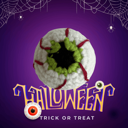 LayAura green HANDMADE CROCHET HALLOWEEN EYEBALL – SPOOKY DÉCOR & TREAT
