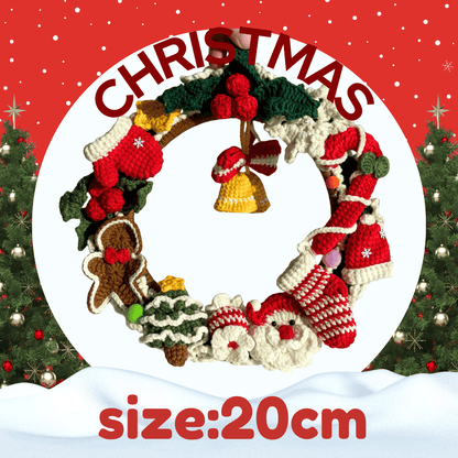 LayAura Handmade Christmas Crochet Wreath – 20cm