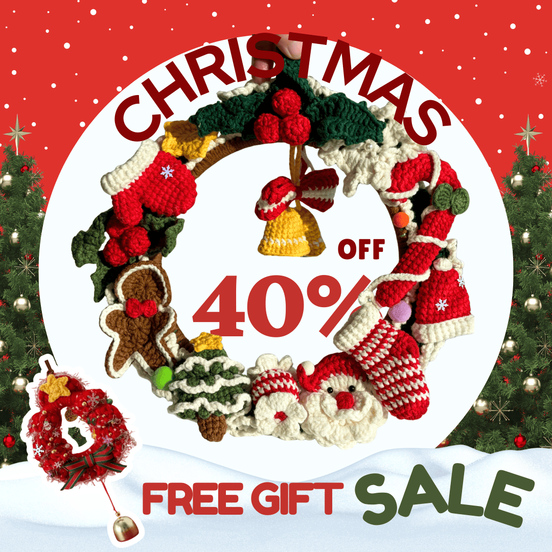 LayAura Handmade Christmas Crochet Wreath – 20cm