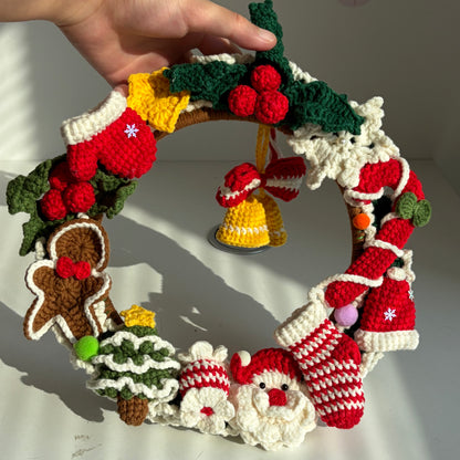 LayAura Handmade Christmas Crochet Wreath – 20cm