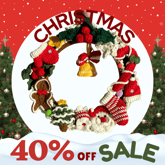 LayAura Handmade Christmas Crochet Wreath – 20cm