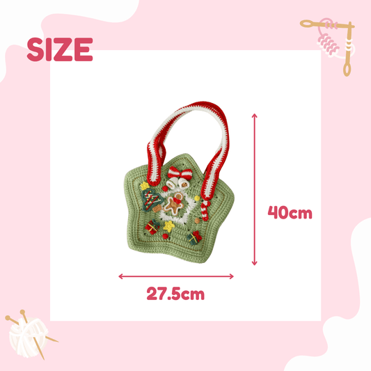 LayAura HANDMADE CHRISTMAS STAR CROCHET BAG