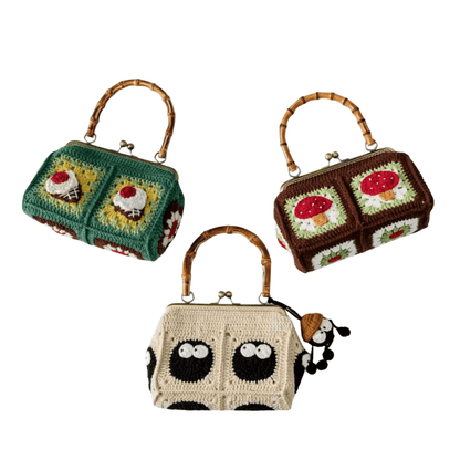 LayAura HANDMADE CROCHET BAMBOO HANDLE BAG