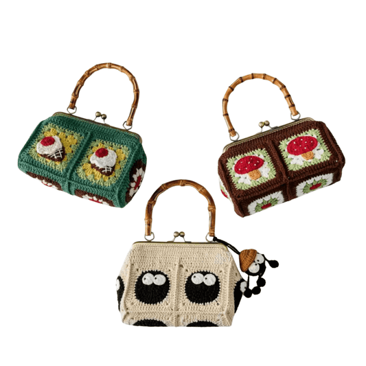 LayAura HANDMADE CROCHET BAMBOO HANDLE BAG