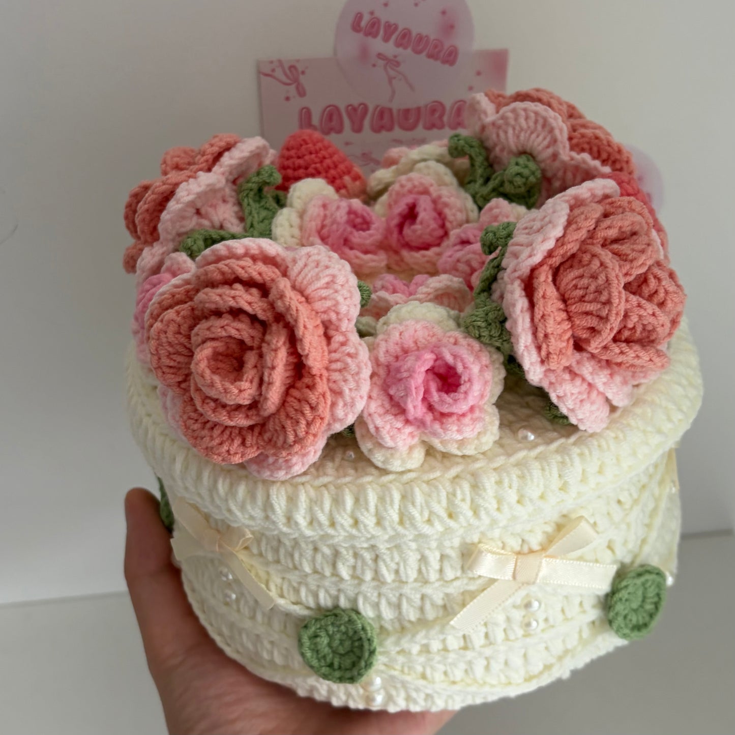 LayAura Handmade Crochet Cake Box