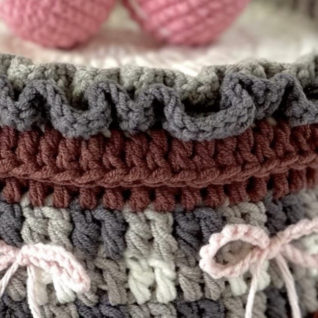 LayAura Handmade Crochet Cherry Cake Storage Box