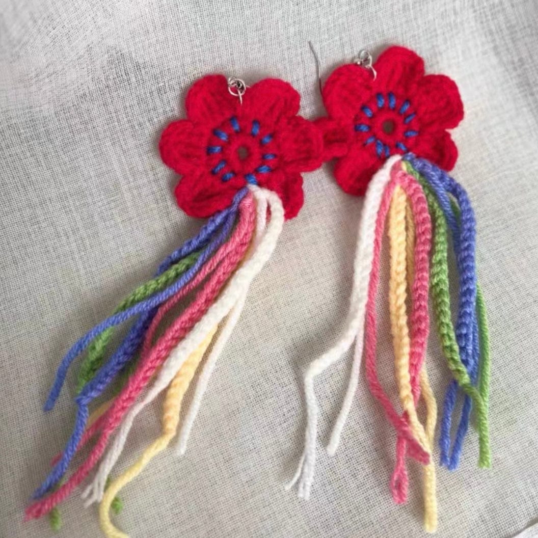 LayAura HANDMADE CROCHET FLOWER EARRINGS