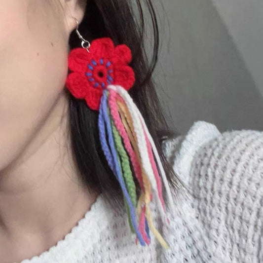 LayAura HANDMADE CROCHET FLOWER EARRINGS