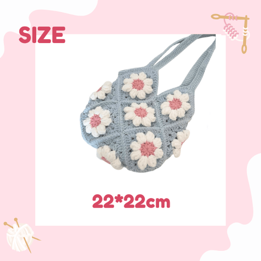 LayAura HANDMADE CROCHET FLOWER SHOULDER BAG