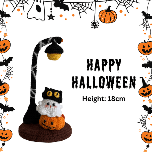 LayAura HANDMADE CROCHET HALLOWEEN GHOST LAMP – SPOOKY NIGHT DÉCOR