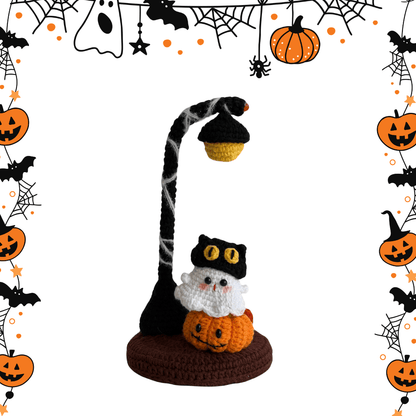 LayAura HANDMADE CROCHET HALLOWEEN GHOST LAMP – SPOOKY NIGHT DÉCOR