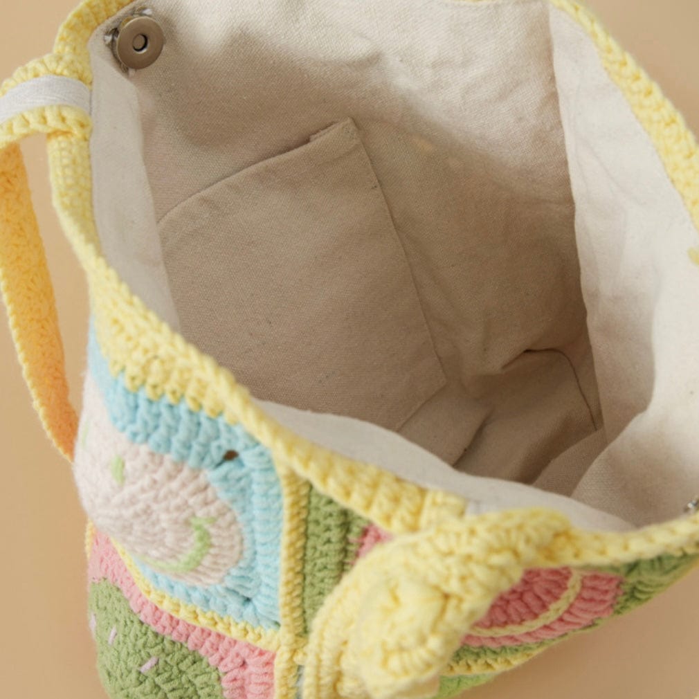 LayAura HANDMADE CROCHET SMILEY FACE BAG