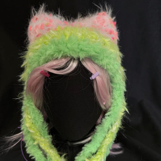 LayAura HANDMADE FUZZY CAT EAR HAT