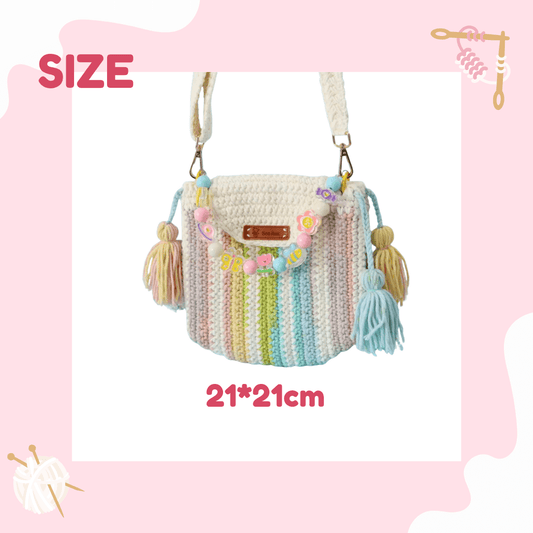 LayAura HANDMADE RAINBOW CROCHET BAG