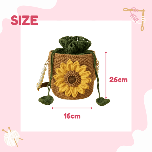 LayAura HANDMADE SUNFLOWER CROCHET BAG