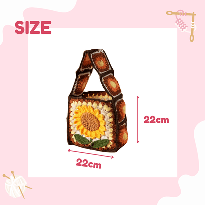 LayAura HANDMADE SUNFLOWER CROCHET BAG