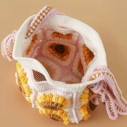 LayAura HANDMADE SUNFLOWER CROCHET BAG