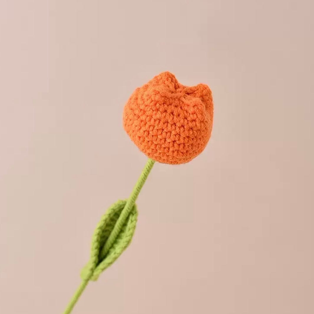 LayAura orange color CROCHET TULIP FLOWER