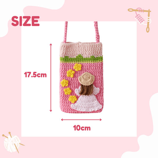 LayAura PINK PASTORAL GIRL CROCHET BAG