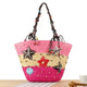 LayAura pink COLORFUL HANDWOVEN STRAW BEACH BAG