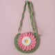 LayAura pink CROCHET SUNFLOWER & DAISY  BAG