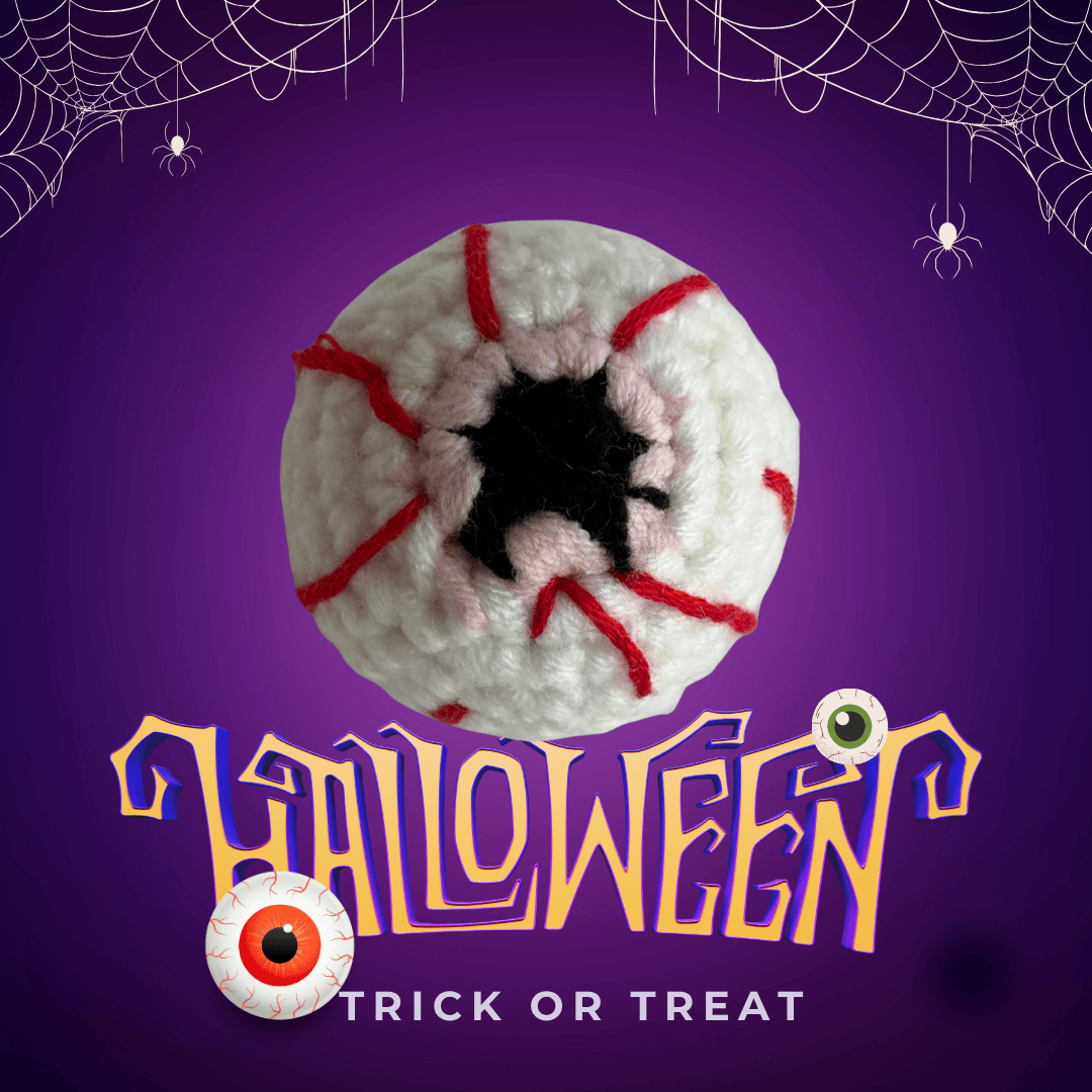 LayAura pink HANDMADE CROCHET HALLOWEEN EYEBALL – SPOOKY DÉCOR & TREAT