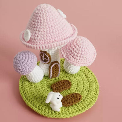 LayAura pink HANDMADE CROCHET MUSHROOM PHONE STAND