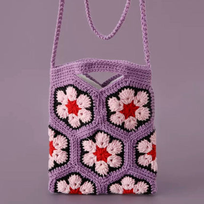 LayAura purple HANDMADE  CROCHET FLOWER BAG