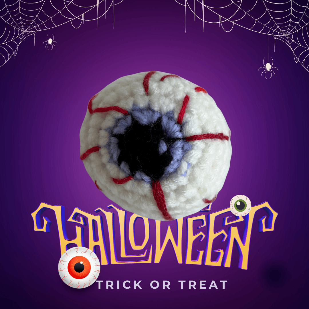 LayAura purple HANDMADE CROCHET HALLOWEEN EYEBALL – SPOOKY DÉCOR & TREAT