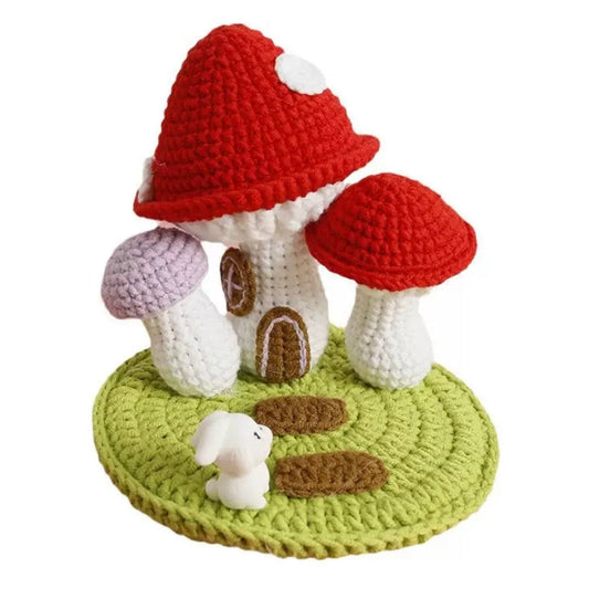 LayAura red HANDMADE CROCHET MUSHROOM PHONE STAND